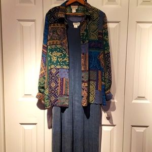 Great Blue Travel Dress with shirt jacket